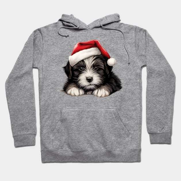 Christmas Peeking Puppy Hoodie by Chromatic Fusion Studio